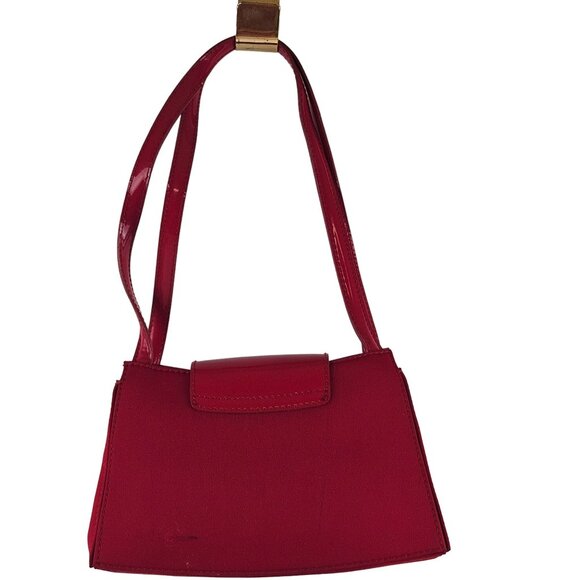 Liz Claiborne Red Shoulder Bag 100 Percent Polyester with PVC Trim Made in China - Picture 2 of 8